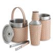 Three piece bar set with tan leather accents