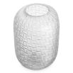 Glass vase with frosted finish and meticulous hand cut woven details