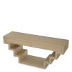 Stepped modern console table with two drawers in washed wood