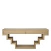 Stepped modern console table with two drawers in washed wood