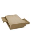 Low modern coffee table with shelf and two drawers in washed wood