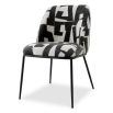 Dining chair with black and white abstract design and black legs
