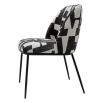 Dining chair with black and white abstract design and black legs