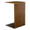 Sleek square top brass finish metal side table