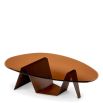 Rich brushed brass coffee table with bevelled brown glass surface