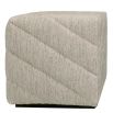 Grey upholstered square stool with chevron stitching detail 