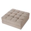 quilted sofa ottoman module in skyward sand coloured linen upholstery