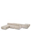 quilted sofa ottoman module in skyward sand coloured linen upholstery