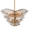 Flower shaped glass panels with brass ceiling fixture