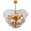 Flower shaped glass panels with brass ceiling fixture