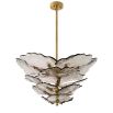 Flower shaped glass panels with brass ceiling fixture