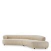 Elegant slightly curved sofa in boucle cream finish