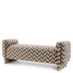 Contemporary style bench featuring geometric green design