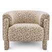 Stylish chair with curved back in luscious leopard print