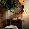 A rectangular console table crafted from silverstone oak veneer