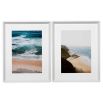 White framed beach artwork in set of 2  