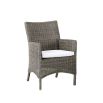 Timeless grey wicker dining chair with armrests