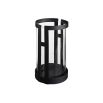 Modern black metal frame cylindrical lamp with glass panels