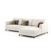 A luxurious cream boucle-upholstered chaise lounge sofa 