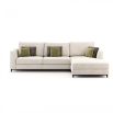 A luxurious cream boucle-upholstered chaise lounge sofa 