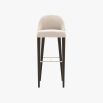 A luxurious bar stool with a luxury upholstery and wooden legs with metallic details