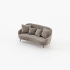 Retro style velvet sofa with wooden legs and nickel tips