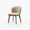 A luxurious dining chair upholstered in two sumptuous fabrics by Laskasas