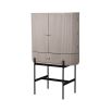 fluted wooden wine cabinet on stand