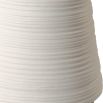 Ridged cream vases with curvaceous silhouette.