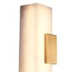 Elongated cube alabaster wall lamp with brass accents