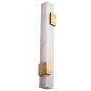 Elongated cube alabaster wall lamp with brass accents