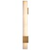 Elongated cube alabaster wall lamp with brass accents