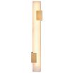 Elongated cube alabaster wall lamp with brass accents