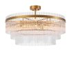 Glass rod chandelier with brass structure