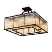 Square ceiling light with bronze frame and glass rod details