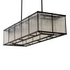 Glass rod rectangular chandelier with bronze metal frame