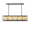 Glass rod rectangular chandelier with bronze metal frame