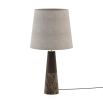 Dark wood and marble base table lamp with grey shade