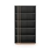 An elegant, wooden bookcase with copper accents by Laskasas