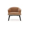 A chic, Mid-Century inspired armchair with leather upholstery and contrasting black ash legs  