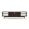 A chic and sophisticated wooden TV cabinet with gold-painted stainless steel accents 