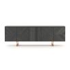 A chic grey eucalyptus sideboard with copper accents and stainless steel legs