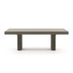 A luxurious minimal dining table in a grey eucalyptus finish