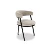 Minimal style dining chair in Kaster Light Grey with rounded seat and curved backrest