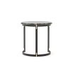 A luxurious side table with a marble top and golden accents 