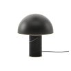 Black stand table lamp with black marble finish and spherical shiny black frame