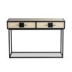 Dressing table with beige shagreen top and black solid wood frame