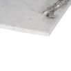 White marble tray with silver branch-design handles