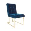 navy velvet dining chair with polished brass frame