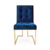 navy velvet dining chair with polished brass frame